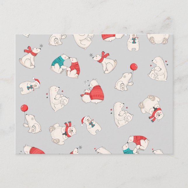 Polar Bear Winter Weihnachtsfeiertage Illustration Feiertagspostkarte (Vorderseite)
