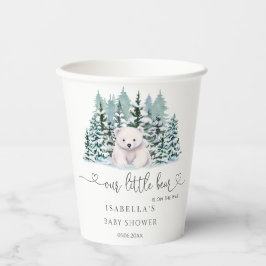 Polar Bear Winter Woodland Minimalistisch Babydusc Pappbecher