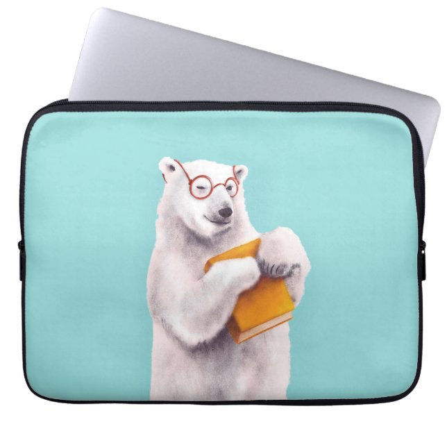 Polar Bear with Glasses - Geeky Book Lover Laptopschutzhülle (Vorderseite)