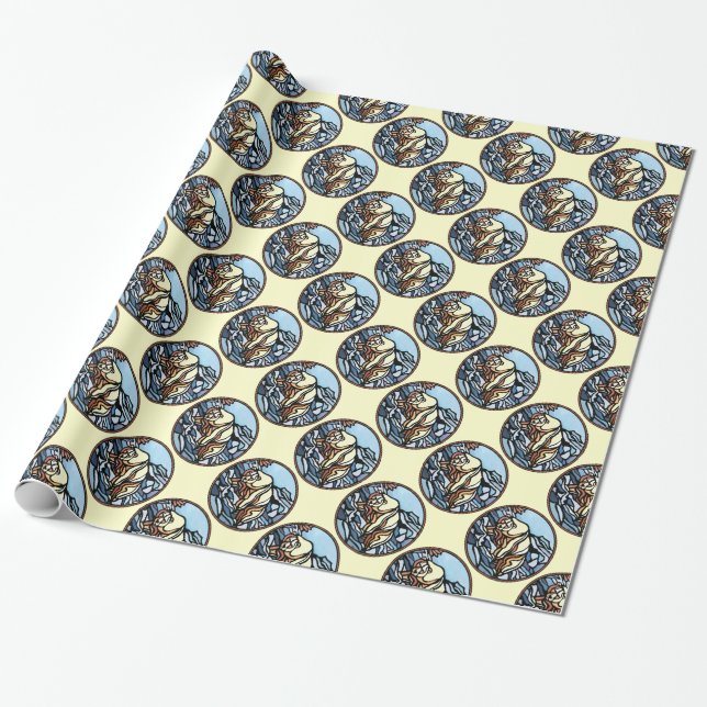 Polar Bear Wrapping Paper Tribal Art Gift Paper Geschenkpapier (Ungerollt)