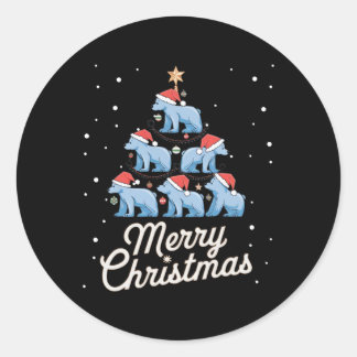 Polar Bear Xmas Tree Bears Weihnachtsbaum Merry Ch Runder Aufkleber