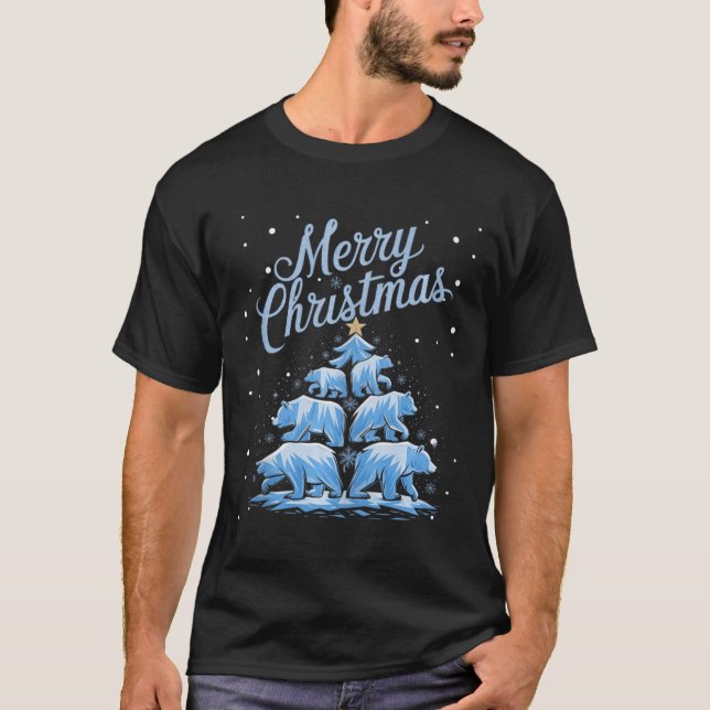 Polar Bear Xmas Tree Bears Weihnachtsbaum Merry Ch T-Shirt (Vorderseite)