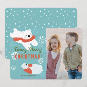 Polar Bears Beary Frohe Weihnachtsfotokarte Einladung