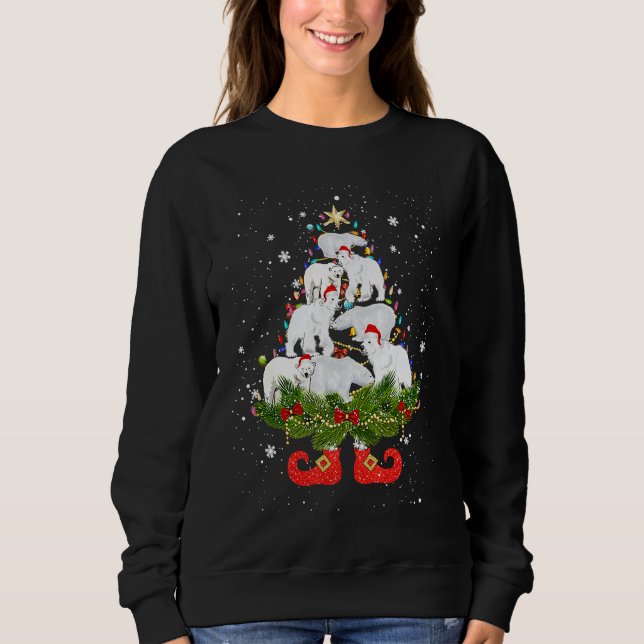 Polar Bears Christmas Tree Lights  Santa Hat Sweatshirt (Vorderseite)