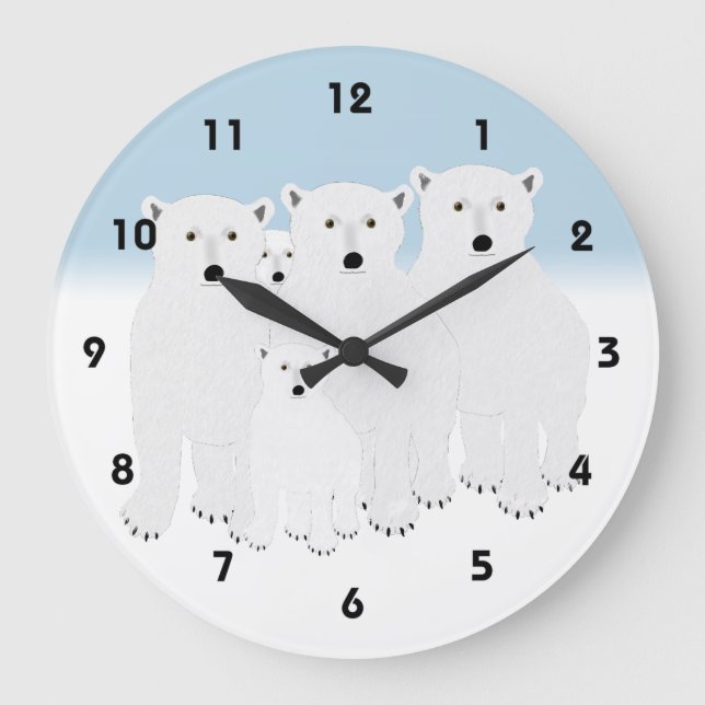 Polar Bears Clock Große Wanduhr (Vorderseite)