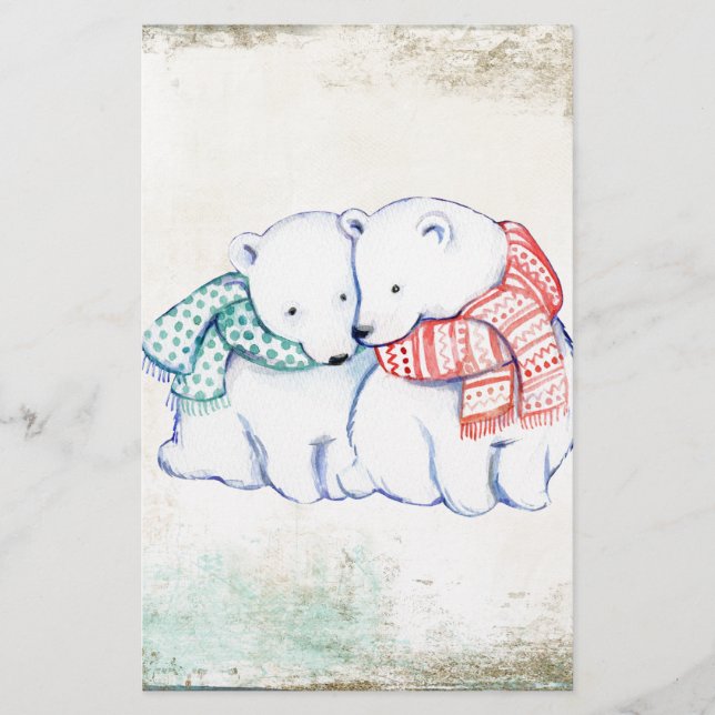 Polar Bears Couple Briefpapier (Vorderseite)