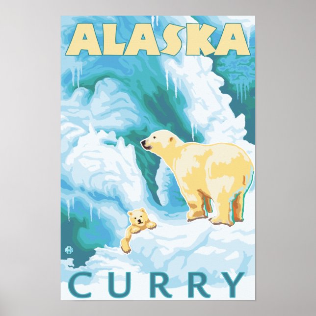 Polar Bears & Cub - Curry, Alaska Poster (Vorne)