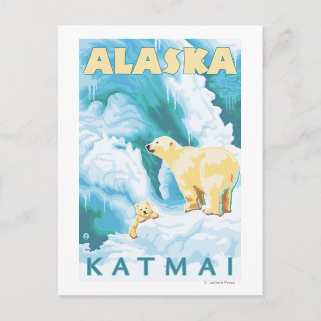 Polar Bears & Cub - Latouche, Alaska Postkarte (Vorderseite)