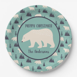 Polar Bears Gemustertes Weihnachtsfest Party Pappteller