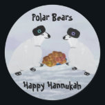 Polar Bears Hannukah Nights Stickers<br><div class="desc">Grafische Darstellung von Polarbären in der Arktis, die Hannukah feiern.</div>