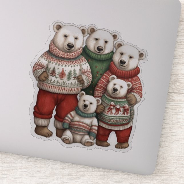 Polar Bears in Sweatern Aufkleber (Detail)