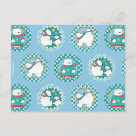 Polar Bears Pattern - Niedliche Winterferien Postkarte