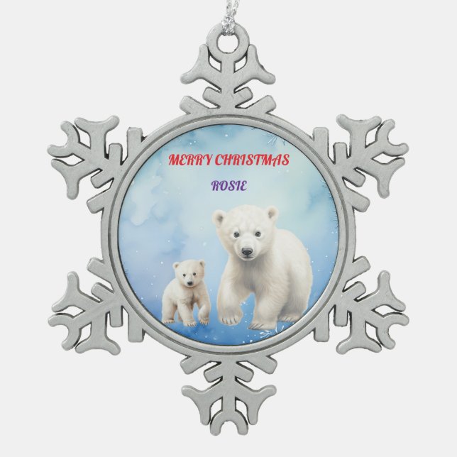 POLAR BEAR'S PEWTER SNOWFLAKE ORNAMENT (Vorderseite)