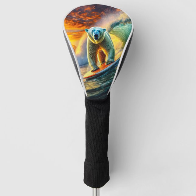 Polar Bears Surfing 02 Design von Rich AmeN Gill Golf Headcover (Vorderseite)
