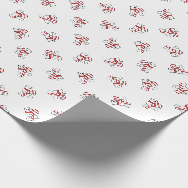 Polar Bears und Candy Canes Geschenkpapier (Ecke)