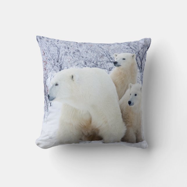 Polar Bears und zwei Naben Kissen (Vorderseite)