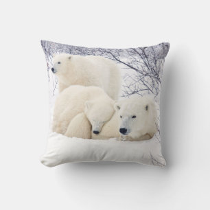 Polar Bears weiblich und zwei Jungen Kissen