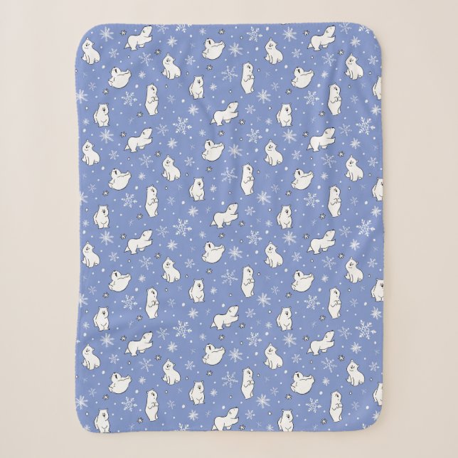 Polar Bears Winter Wonderland Snowflakes Baby Kind Sherpadecke (Vorderseite)