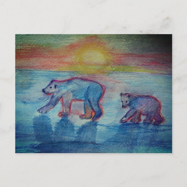 Polar Bears Zeichnend Postkarte (Vorderseite)