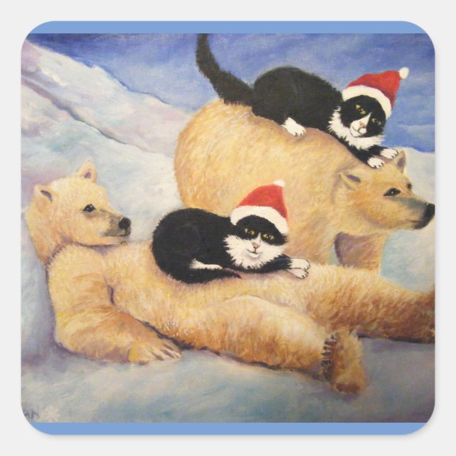 Polar Express Quadratischer Aufkleber (Vorderseite)