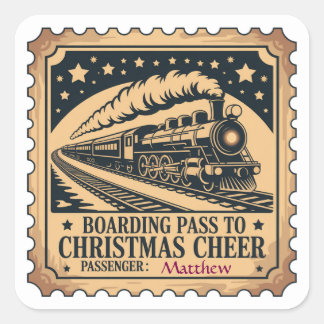 Polar-Express-Ticket-Stempel-Aufkleber Quadratischer Aufkleber