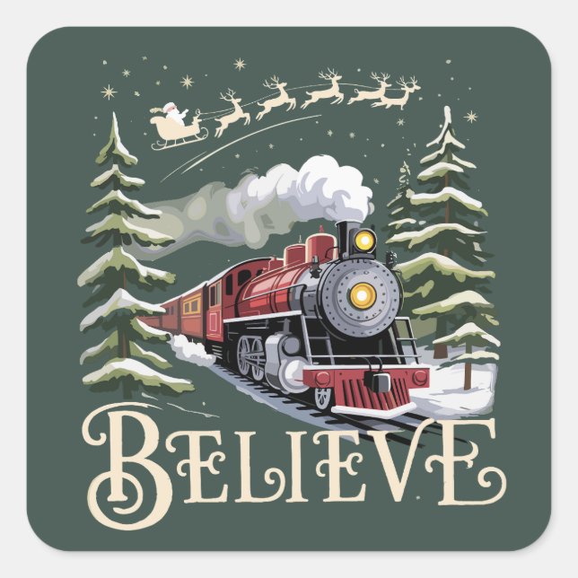 Polar Express Weihnachtsgeschenk Glauben Weihnacht Quadratischer Aufkleber (Vorderseite)
