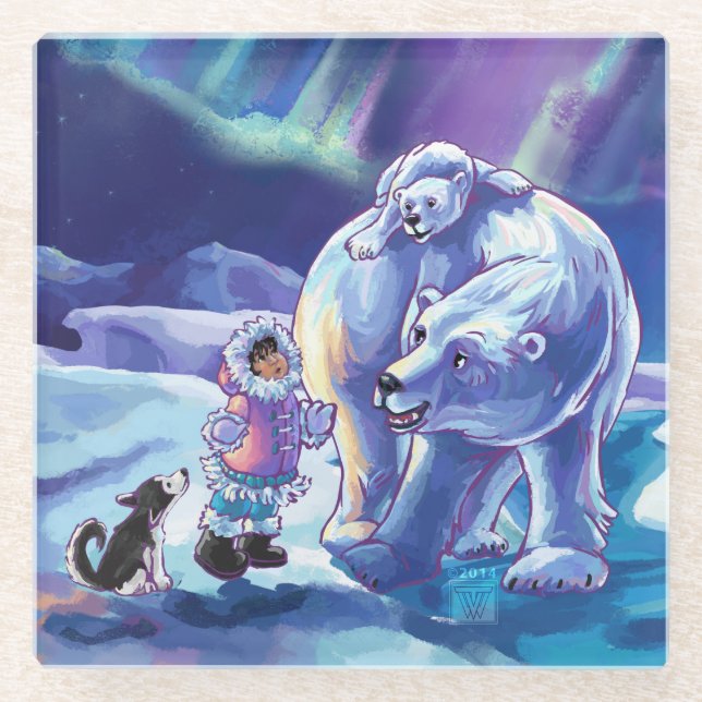 Polar Pals Painting Glasuntersetzer (Vorderseite)