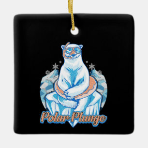Polar Plunge Ice Jump Funny Polar Bear Winter Keramikornament