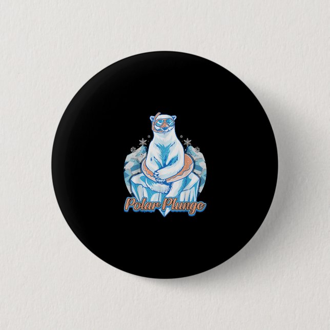 Polar Plunge Ice Jump Funny Polar Bear Winter Swim Button (Vorderseite)