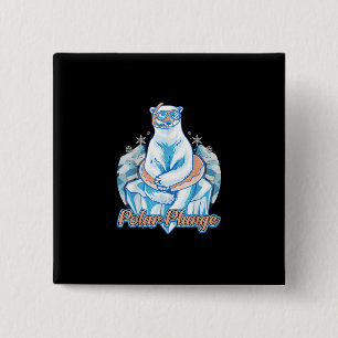 Polar Plunge Ice Jump Funny Polar Bear Winter Swim Button