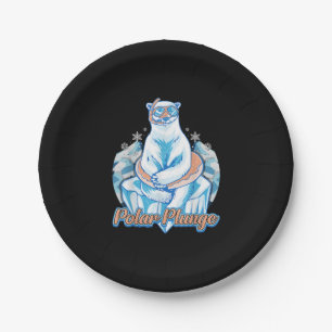 Polar Plunge Ice Jump Funny Polar Bear Winter Swim Pappteller