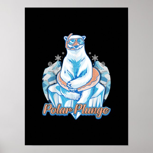 Polar Plunge Ice Jump Funny Polar Bear Winter Swim Poster (Vorne)
