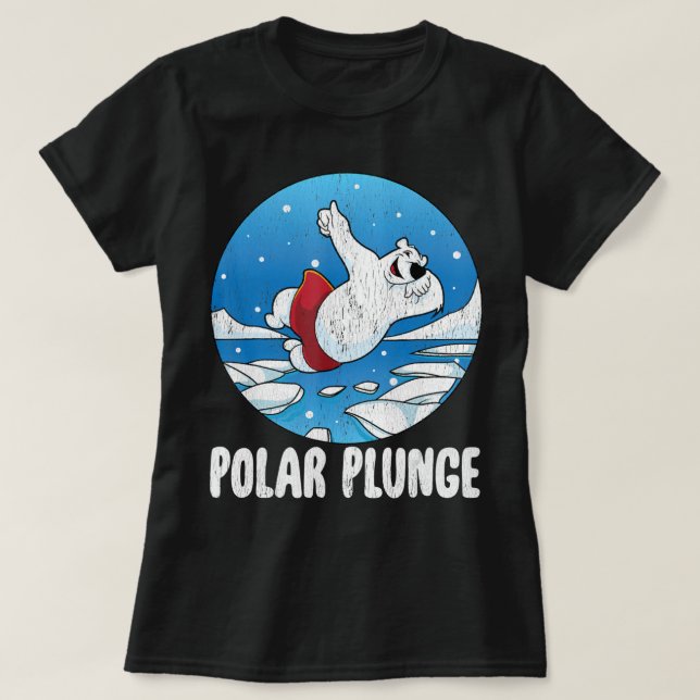 Polar Plunge Ice Jump Funny Polar Bear Winter T-Shirt (Design vorne)