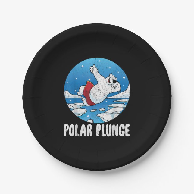 Polar Plunge Ice Jump Polar Bear Winter Swim Pappteller (Vorderseite)