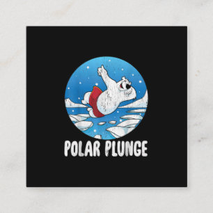 Polar Plunge Ice Jump Polar Bear Winter Swim Quadratische Visitenkarte