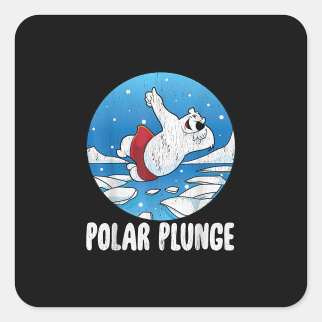 Polar Plunge Ice Jump Polar Bear Winter Swim Quadratischer Aufkleber (Vorderseite)