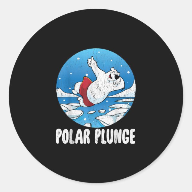 Polar Plunge Ice Jump Polar Bear Winter Swim Runder Aufkleber (Vorderseite)