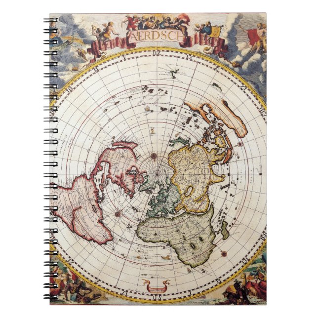 Polar Projection World Map Notebook Notizblock (Vorderseite)