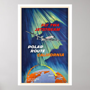 Polar Route California Vintage Reiseposter Poster