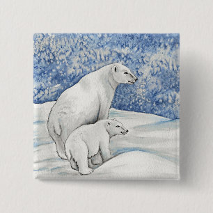 Polar Snow Bears Button