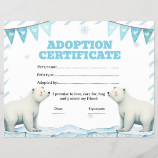 Polar-Tier-Adoptionsurkunde bearbeitbar Flyer