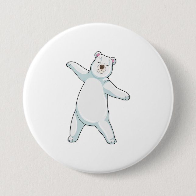 Polarbär bei der Yoga-Fitness in Stehend Button (Vorderseite)