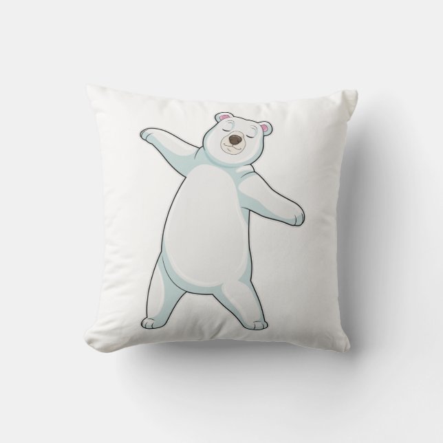 Polarbär bei der Yoga-Fitness in Stehend Kissen (Vorderseite)