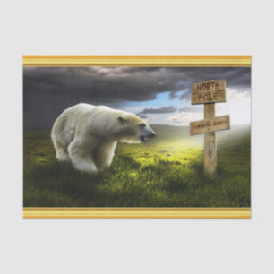 Polarbär mit Blick auf das nordpolnische Holzschil Seidenpapier