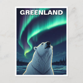 Polarbär Nordlichter Grönland Postkarte