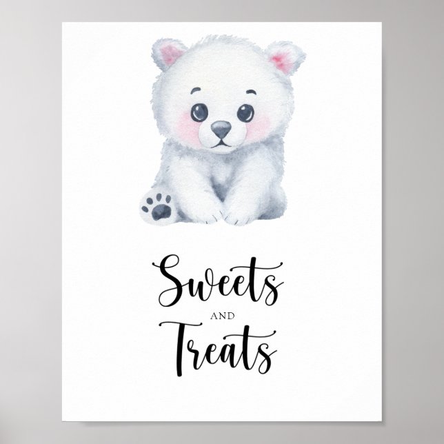 Polarbär - Süßigkeiten und Leckereien Babyduschpos Poster (Vorne)