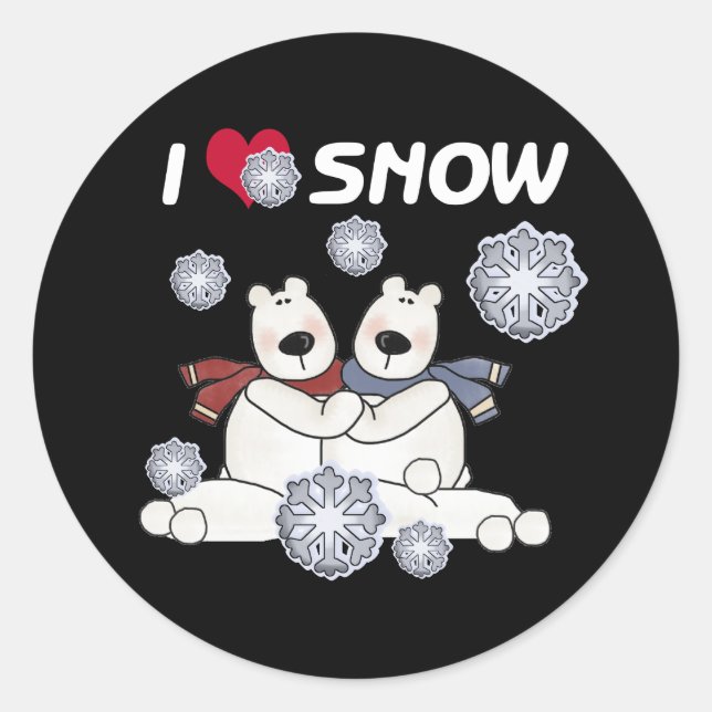 Polarbär Umarmung Liebe Schnee Winter Runder Aufkleber (Vorderseite)