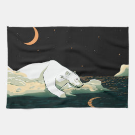 Polarbär und Mond Geschirrtuch