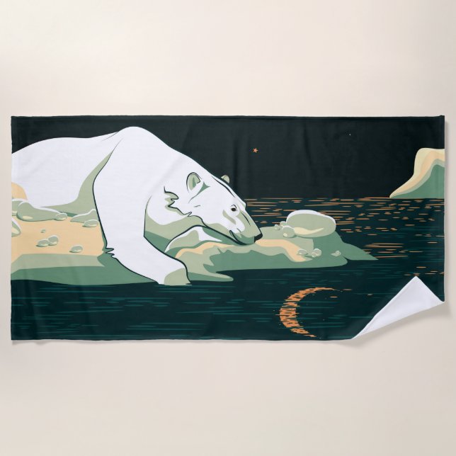 Polarbär und Mond Strandtuch (Vorderseite)