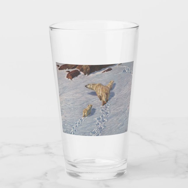 Polarbärenfamilie im arktischen Schnee Glas (Vorderseite)